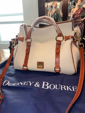Dooney & Bourke Cream Satchel with Tan Trim